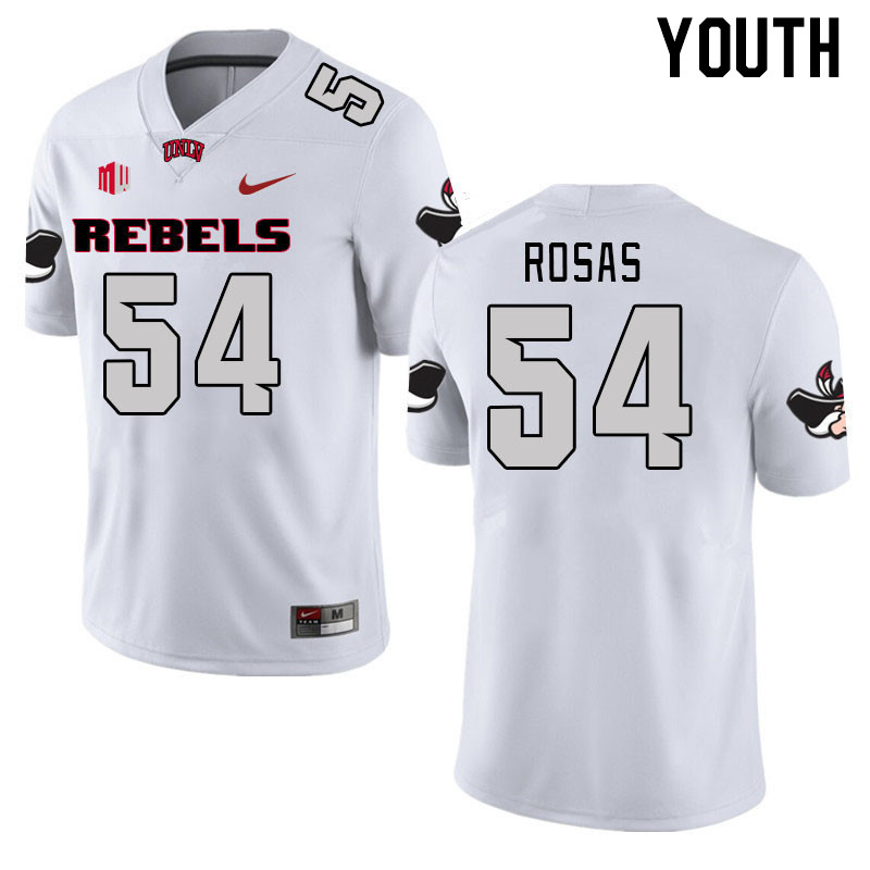 Youth #54 Anthony Rosas UNLV Rebels 2023 College Football Jerseys Stitched-White - Click Image to Close